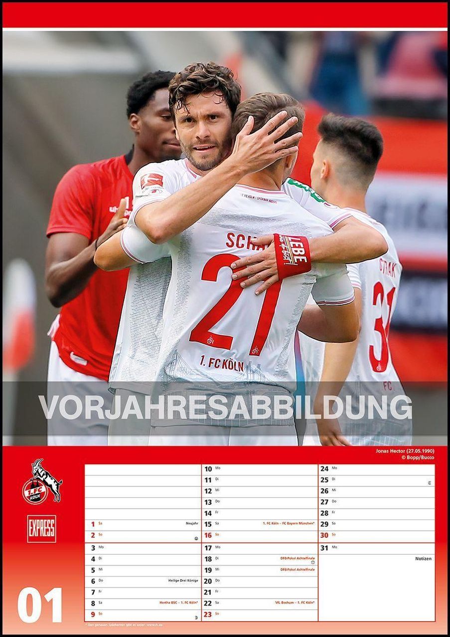 1. FC Köln 2023 - Fußball-Kalender - Express-Fankalender - Wandkalender  29,7 x 42 cm - Kalender bestellen