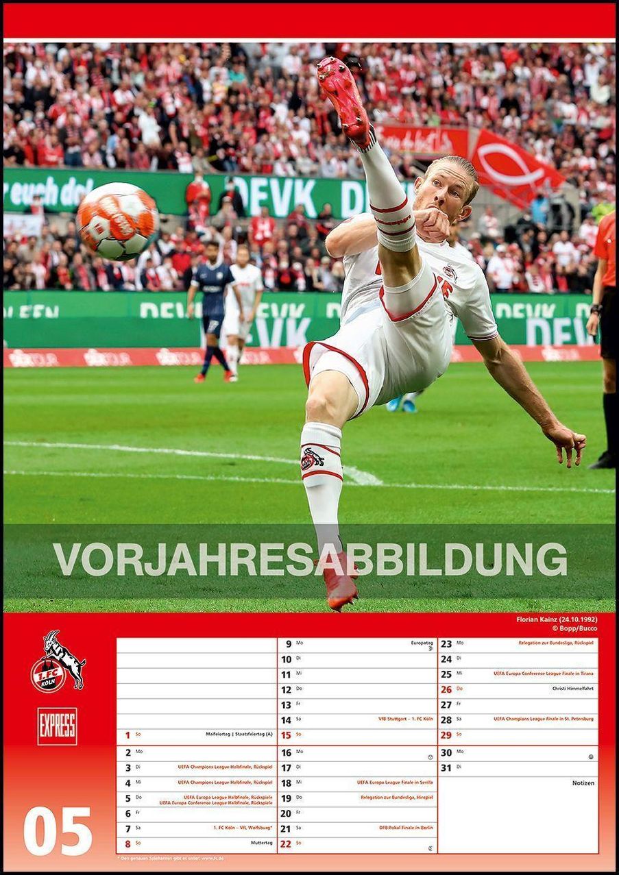 1. FC Köln 2023 - Fußball-Kalender - Express-Fankalender - Wandkalender  29,7 x 42 cm - Kalender bestellen