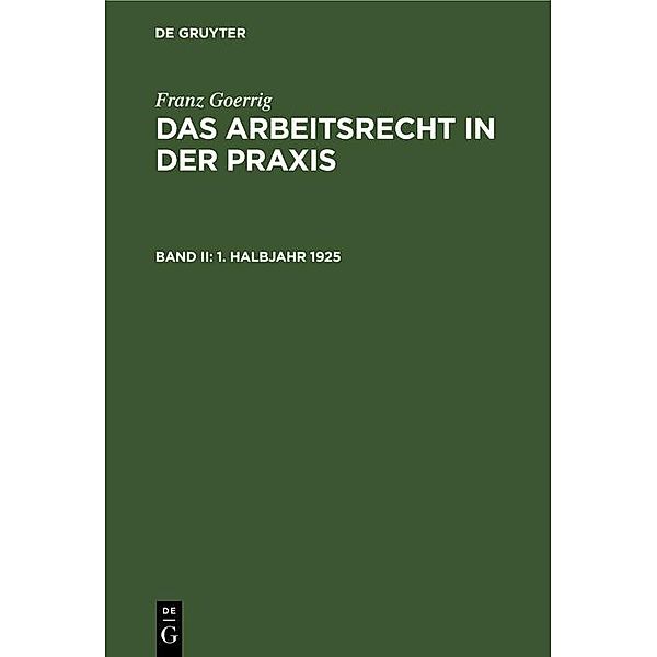 1. Halbjahr 1925 / Jahrbuch des Dokumentationsarchivs des österreichischen Widerstandes, Franz Goerrig