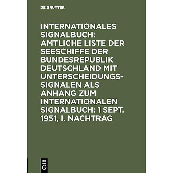 1 Sept. 1951, I. Nachtrag