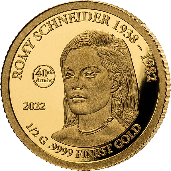 10 Dollar Barbados Goldmünze 40.Todestag Romy Schneider 2022