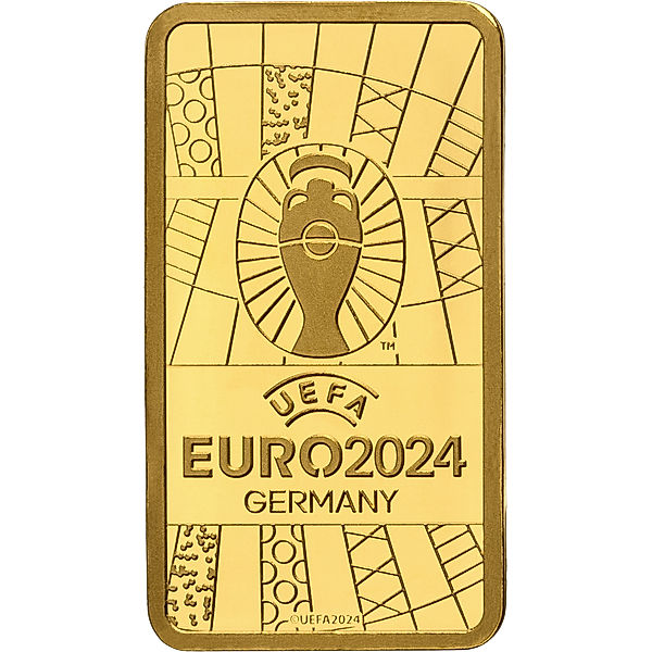 10 Dollars Salomonen Goldbarren Münze Fussball UEFA EURO Trophy Logo 2024