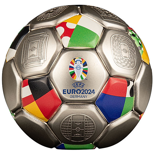 10 Dollars Salomonen Silber-Kugelmünze 3D Fußball UEFA EM 2024