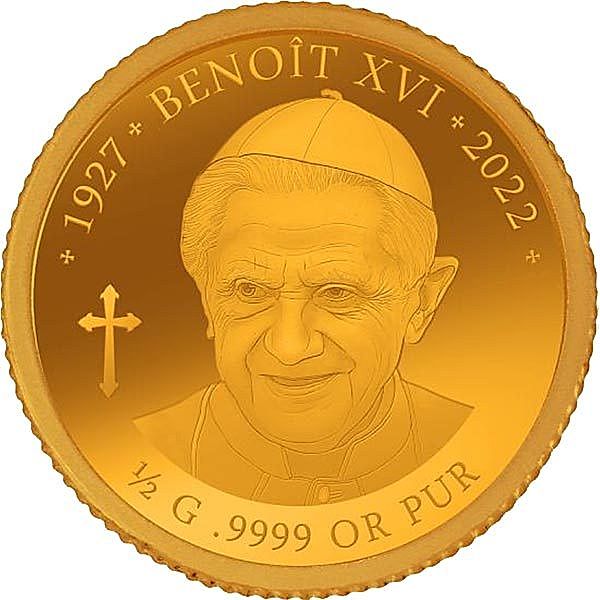 100 Francs Elfenbeinküste Goldmünze Papst Benedikt XVI 2022