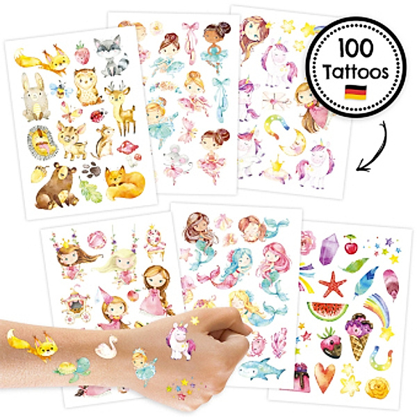 100 Kinder-Tattoos 'Mädchen-Mix'