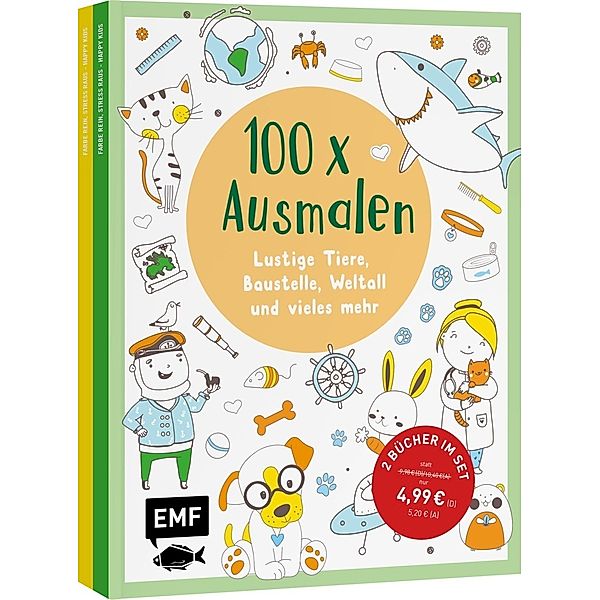 100 x Ausmalen - 2 Ausmal-Bücher im Bundle