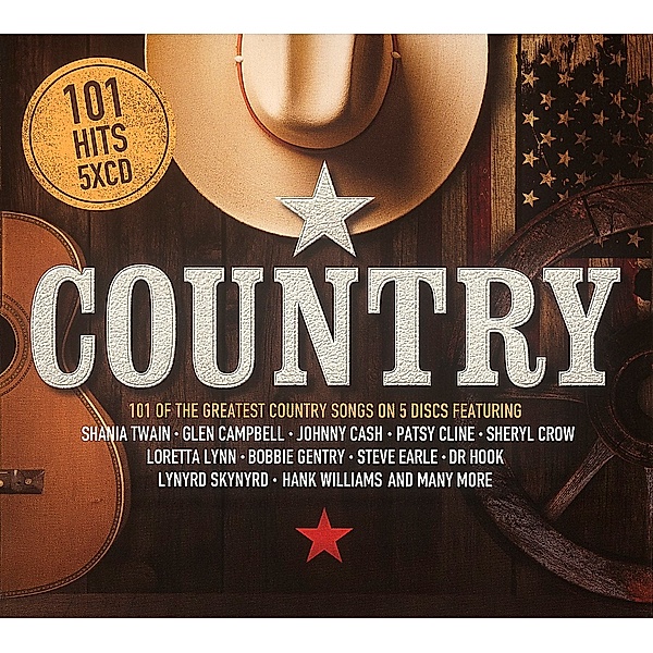 101 Country, 5 CDs, Shania Twain, Glen Campbell, Johnny Cash, Sheryl Crow, Steve Earle