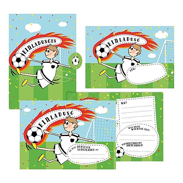 12 Einladungskarten Fussball zum Geburtstag für Jungs inkl. Umschläge, Lisa Wirth