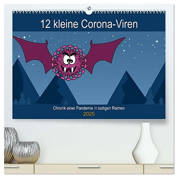 12 kleine Corona-Viren (hochwertiger Premium Wandkalender 2025 DIN A2 quer), Kunstdruck in Hochglanz, Calvendo, Ravienne Art