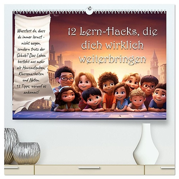 12 Lern-Hacks (hochwertiger Premium Wandkalender 2024 DIN A2 quer), Kunstdruck in Hochglanz, selfscrum