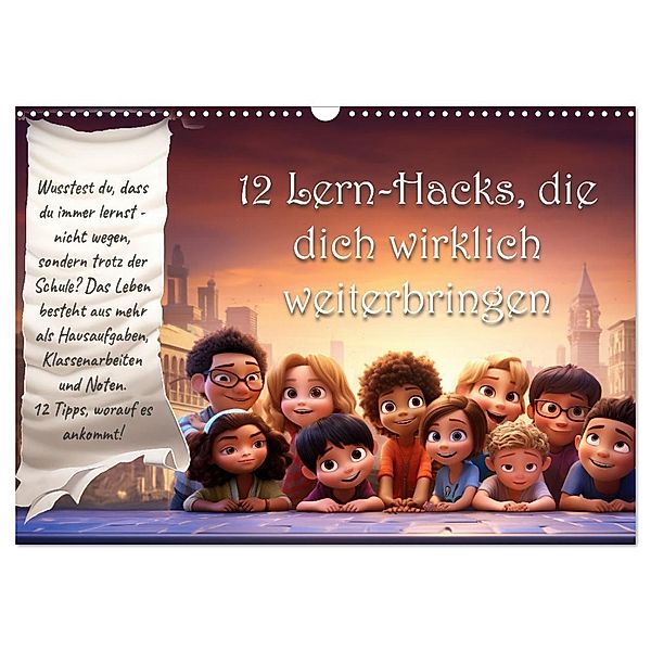 12 Lern-Hacks (Wandkalender 2024 DIN A3 quer), CALVENDO Monatskalender, selfscrum