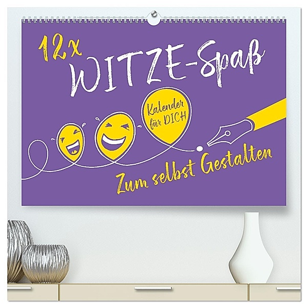 12 x WITZE-Spaß - Bastelkalender (hochwertiger Premium Wandkalender 2024 DIN A2 quer), Kunstdruck in Hochglanz, ROTH-Design
