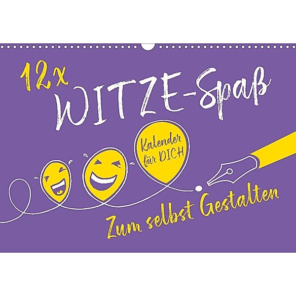 12 x WITZE-Spass - Bastelkalender (Wandkalender 2024 DIN A4 quer), CALVENDO Monatskalender, ROTH-Design