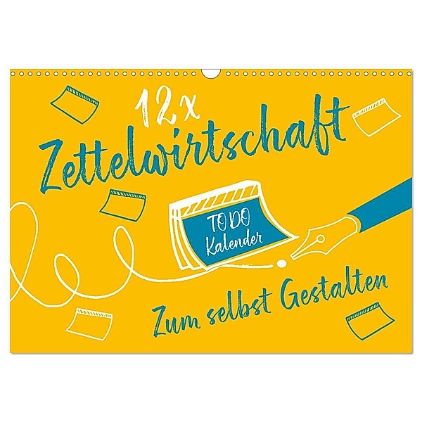 12 x Zettelwirtschaft - Bastelkalender (Wandkalender 2024 DIN A3 quer), CALVENDO Monatskalender, ROTH-Design