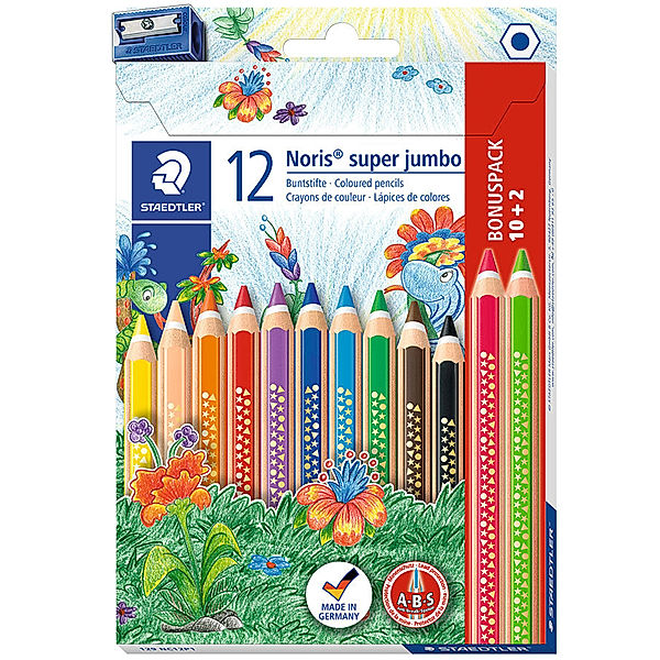 STAEDTLER 129 NC12P1 Noris Club® triplus® super jumbo Buntstifte mit 12 Farben