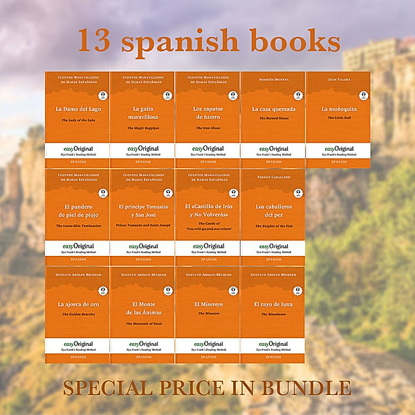 13 spanish books (books + 13 audio-CDs) - Ilya Frank's Reading Method, m. 13 Audio-CD, m. 13 Audio, m. 13 Audio, 13 Teile, Gustavo Adolfo Bécquer, Fernán Caballero, Joaquín Dicenta, Juan Valera