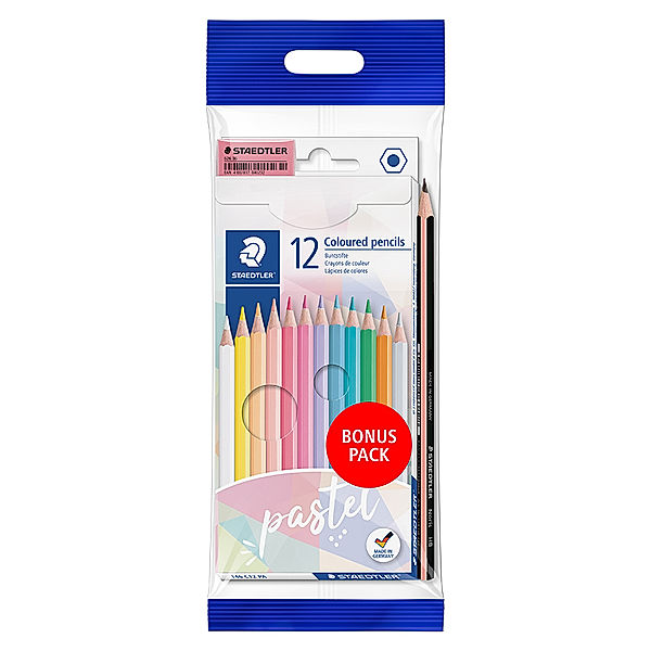 STAEDTLER 146 SET PA PASTELL Farbstifte-Set mit Bleistift und Radierer 14-teilig