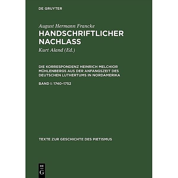1740-1752 / Texte zur Geschichte des Pietismus Bd.III/2, August Hermann Francke, Heinrich M. Mühlenberg