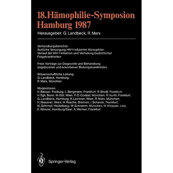18. Hämophilie-Symposion Hamburg 1987