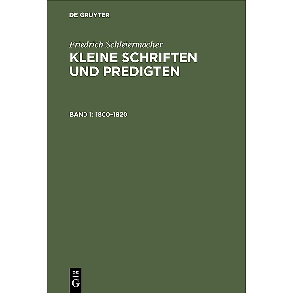 1800-1820, Friedrich Schleiermacher