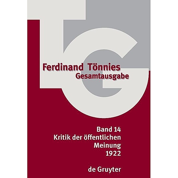 1922 / Ferdinand Tönnies: Gesamtausgabe (TG)