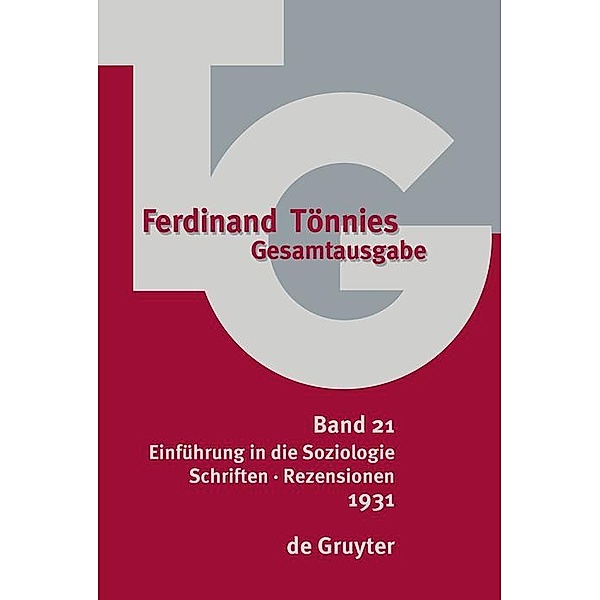 1931 / Ferdinand Tönnies: Gesamtausgabe (TG), Ferdinand Tönnies