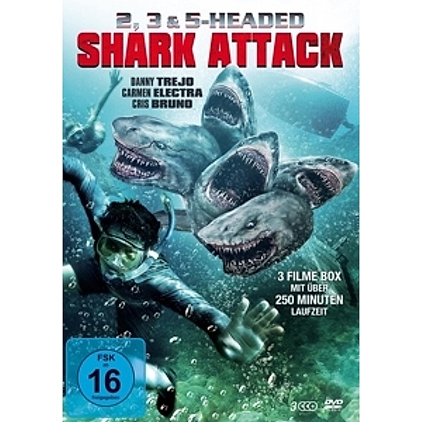 2, 3 & 5 Headed Shark Attack Box, Danny Trejo, Carmen Electra, Jena Sims