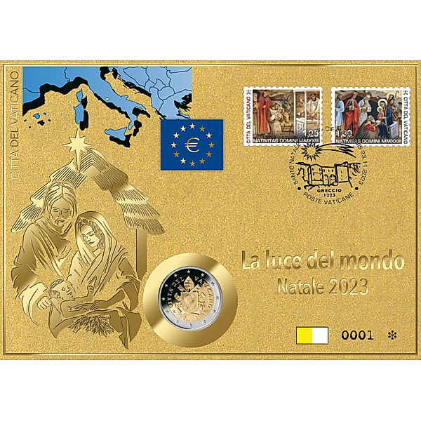 2 Euro Vatikan Kursmünze Weihnachtsbrief 2023