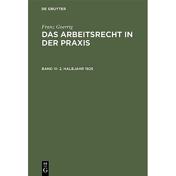 2. Halbjahr 1925 / Jahrbuch des Dokumentationsarchivs des österreichischen Widerstandes, Franz Goerrig
