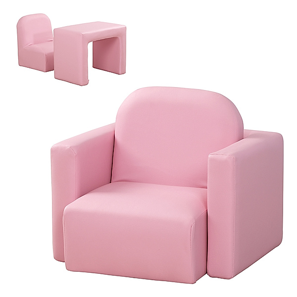 Homcom 2 in 1 Kindersessel inkl. Tisch und Stuhl (Farbe: rosa)