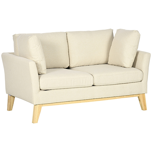 2-Sitzer-Sofa mit Kissen beige (Farbe: beige)