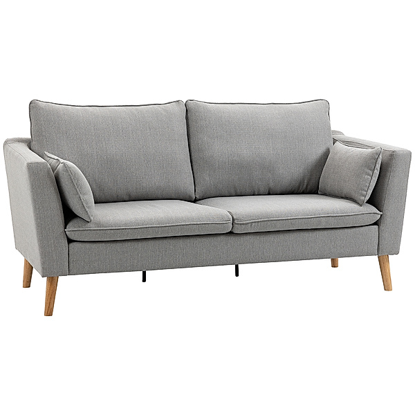 2-Sitzer Sofa mit Rücken-und Zusatzkissen grau (Farbe: hellgrau)
