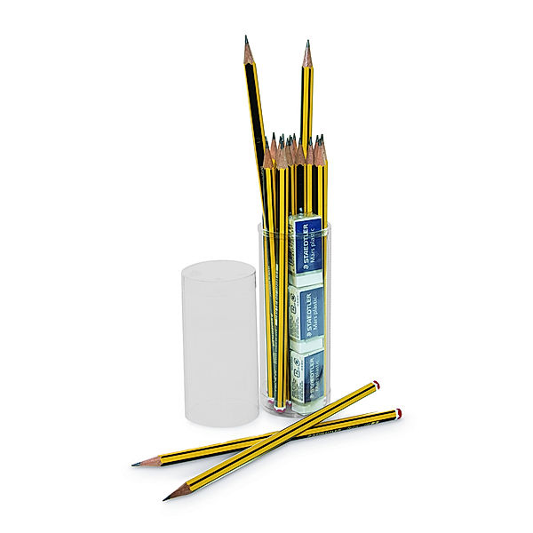 20 Bleistifte + 3 Radierer Marke Staedtler in Klarsichtbox