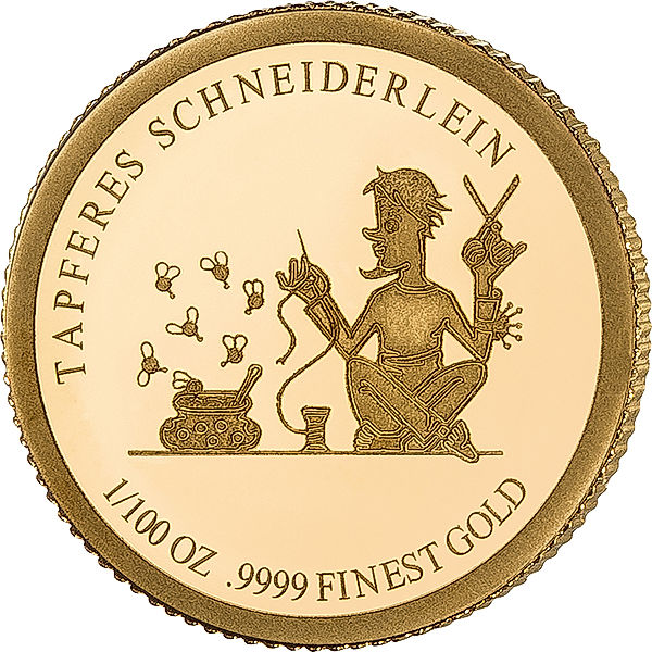 20 Dollars Liberia Goldmünze Grimm-Märchen: Tapferes Schneiderlein 2021