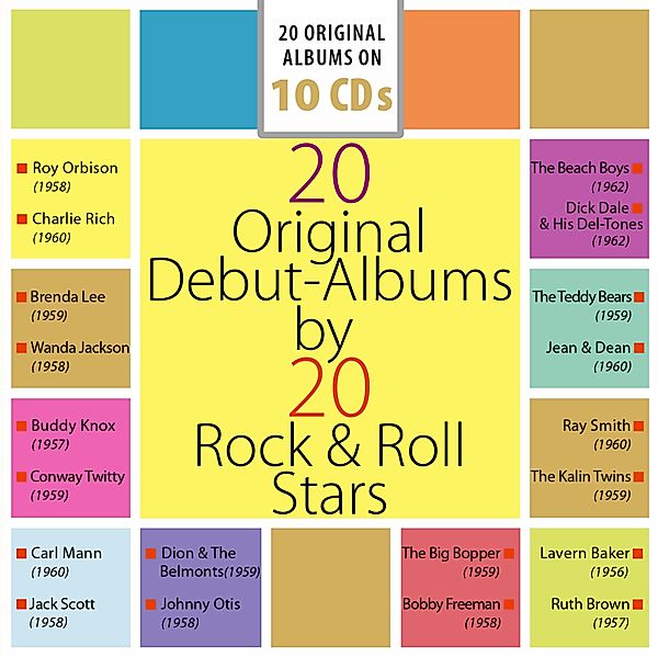 20 Original-Albums by 20 Rock & Roll Stars, 10 CDs, Charlie Rich, Beach Boys, Roy Orbison