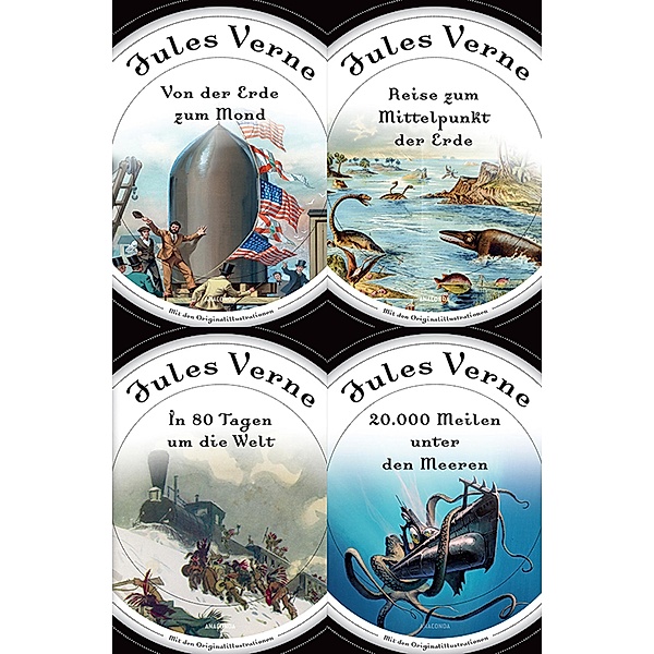 20000 Meilen unter dem Meer, Reise zum Mittelpunkt der Erde, In 80 Tagen um die Welt, Von der Erde zum Mond (4in1-Bundle), Jules Verne