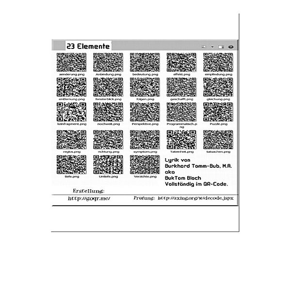 23 Elemente in QR - Verständliche Prosagedichte, Burkhard Tomm-Bub