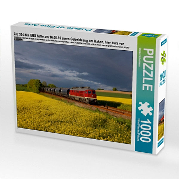 232 334 des EBS hatte am 16.05.16 einen Getreidezug am Haken, hier kurz vor Löbau. (Puzzle), Stefan Schumann