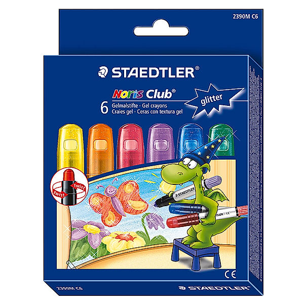 STAEDTLER 2390M C6 Noris Club® Gelmalstifte Kartonetui mit 6 Glitter-Farben