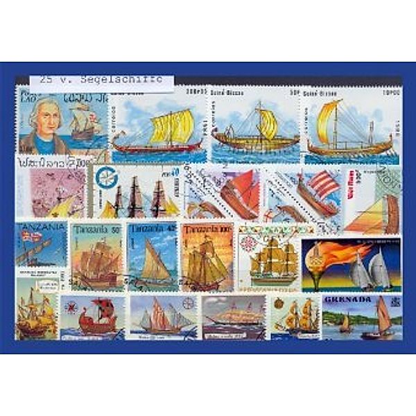 25 verschiedene Briefmarken Segelschiffe