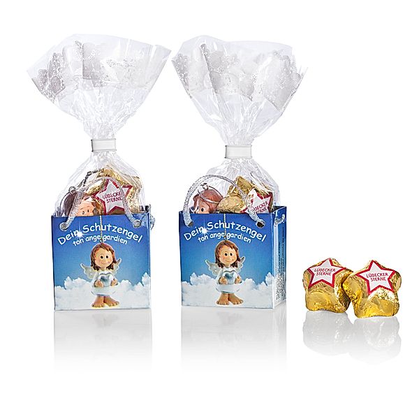 2er Set Schutzengel Präsent-Tüte mit Schutzengel-Figur & Edelmarzipan (2 x 25 g)