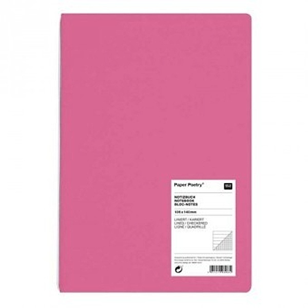 2in1 Notizbuch A5 pinker Umschlag mit je einem karierten und einem linierten Notizbuch