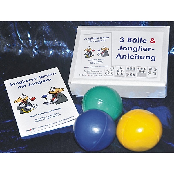 3 Bälle & Jonglier-Anleitung (blau, grün, gelb), Ehlers Stephan