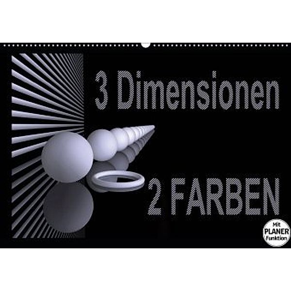 3 Dimensionen - 2 Farben (Wandkalender 2020 DIN A2 quer)