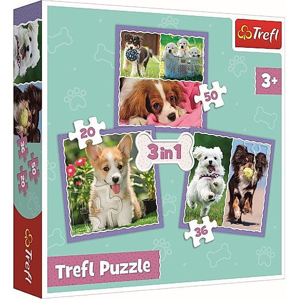 Trefl 3 in 1 Puzzle - Hunde (Kinderpuzzle)