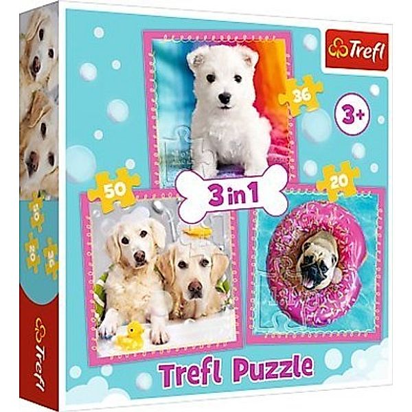 Trefl 3 in 1 Puzzle - Hunde (Kinderpuzzle)