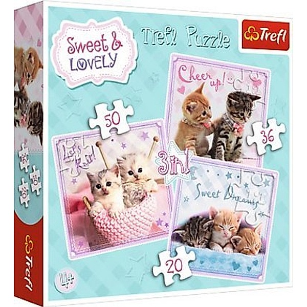 Trefl 3 in 1 Puzzle - Katzen (Kinderpuzzle)