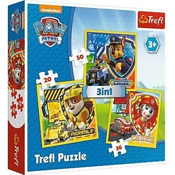 3 in 1 Puzzle - Paw Patrol (Kinderpuzzle)