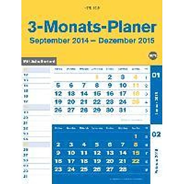 3-Monats-Planer, blau 2015
