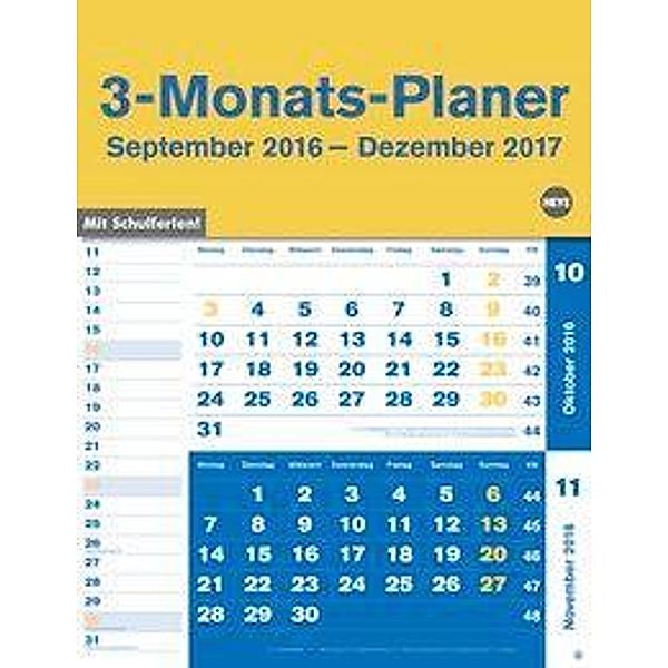 3-Monats-Planer, blau 2017